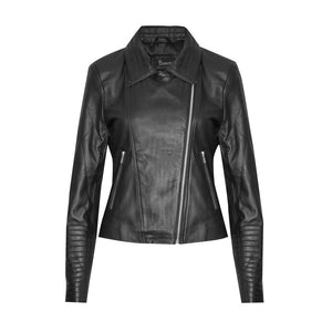 #1 BLACK LEATHER JACKET WITH SILVER ZIPS (CUSTOM MADE)