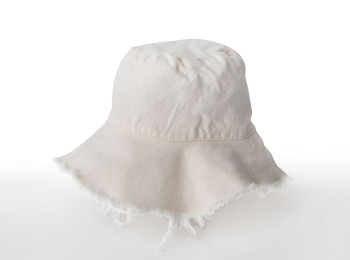 FRAYED BUCKET HAT - NUDE (SOLD OUT)