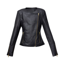 Load image into Gallery viewer, #2 BLACK LEATHER JACKET WITH GOLD ZIPS (CUSTOM MADE)