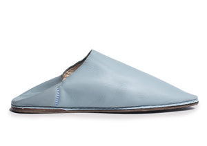 BABOUCHE LEATHER MOROCCAN SLIPPERS  - DUCK EGG BLUE