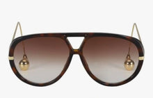 Load image into Gallery viewer, SUNNY AVIATOR SUNGLASSES WITH GOLD TEARDROP ARMS - TORT