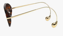 Load image into Gallery viewer, SUNNY AVIATOR SUNGLASSES WITH GOLD TEARDROP ARMS - TORT