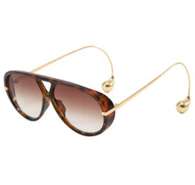 Load image into Gallery viewer, SUNNY AVIATOR SUNGLASSES WITH GOLD TEARDROP ARMS - TORT