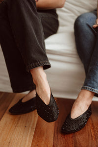 JASMINE EMBELLISHED BALLET FLATS - BLACK ON BLACK