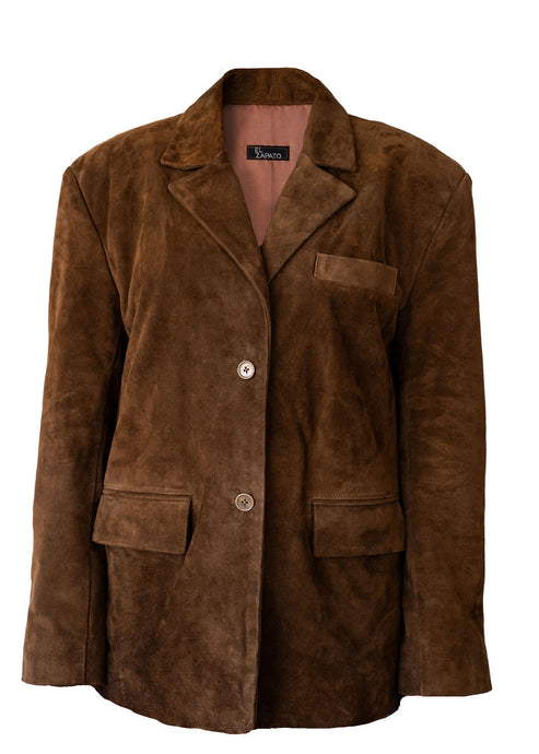 TAN SUEDE OVERSIZED BLAZER (CUSTOM MADE)