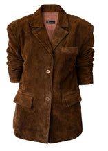 Load image into Gallery viewer, TAN SUEDE OVERSIZED BLAZER (CUSTOM MADE)