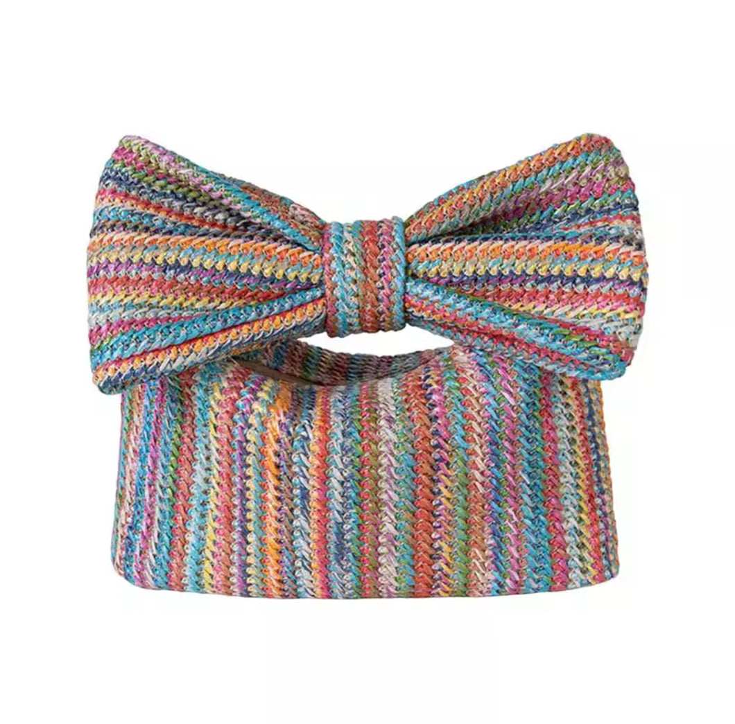 BOW WOVEN BAG - MULTI