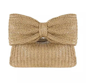 BOW WOVEN BAG - NATURAL