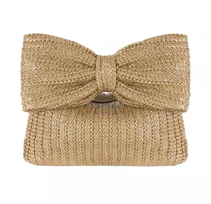 BOW WOVEN BAG - NATURAL