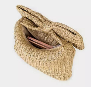 BOW WOVEN BAG - NATURAL