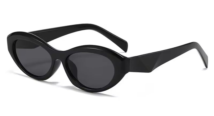 'KATIE' OVAL SUNGLASSES - BLACK