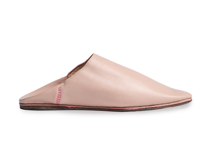 BABOUCHE LEATHER MOROCCAN SLIPPERS  -  BLUSH