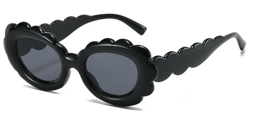 'JOSIE' FLOWER SUNGLASSES - BLACK