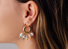 Load image into Gallery viewer, GOLD PEARL DROP EARRINGS WITH RAINBOW BEADS - SOLD OUT