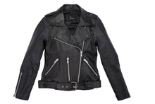 Load image into Gallery viewer, #3 BLACK LEATHER BIKER JACKET (CUSTOM MADE)