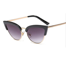 Load image into Gallery viewer, BLACK &amp; GOLD CAT EYE SUNGLASSES