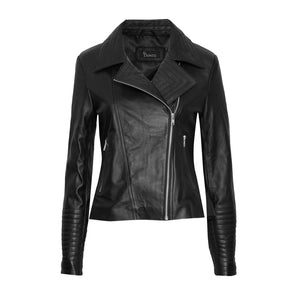#1 BLACK LEATHER JACKET WITH SILVER ZIPS (CUSTOM MADE)