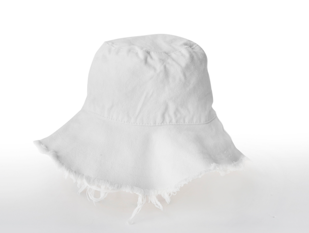 FRAYED BUCKET HAT - WHITE - SOLD OUT