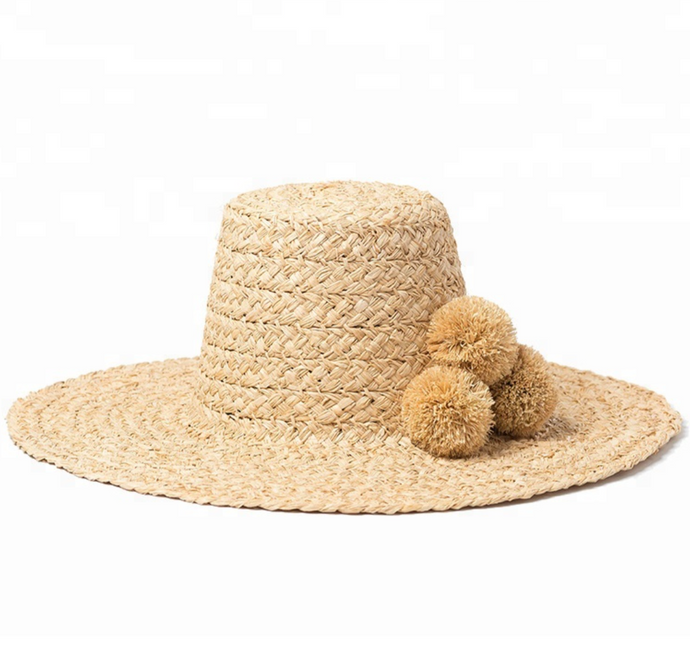 RAFFIA POM POM HAT - SOLD OUT