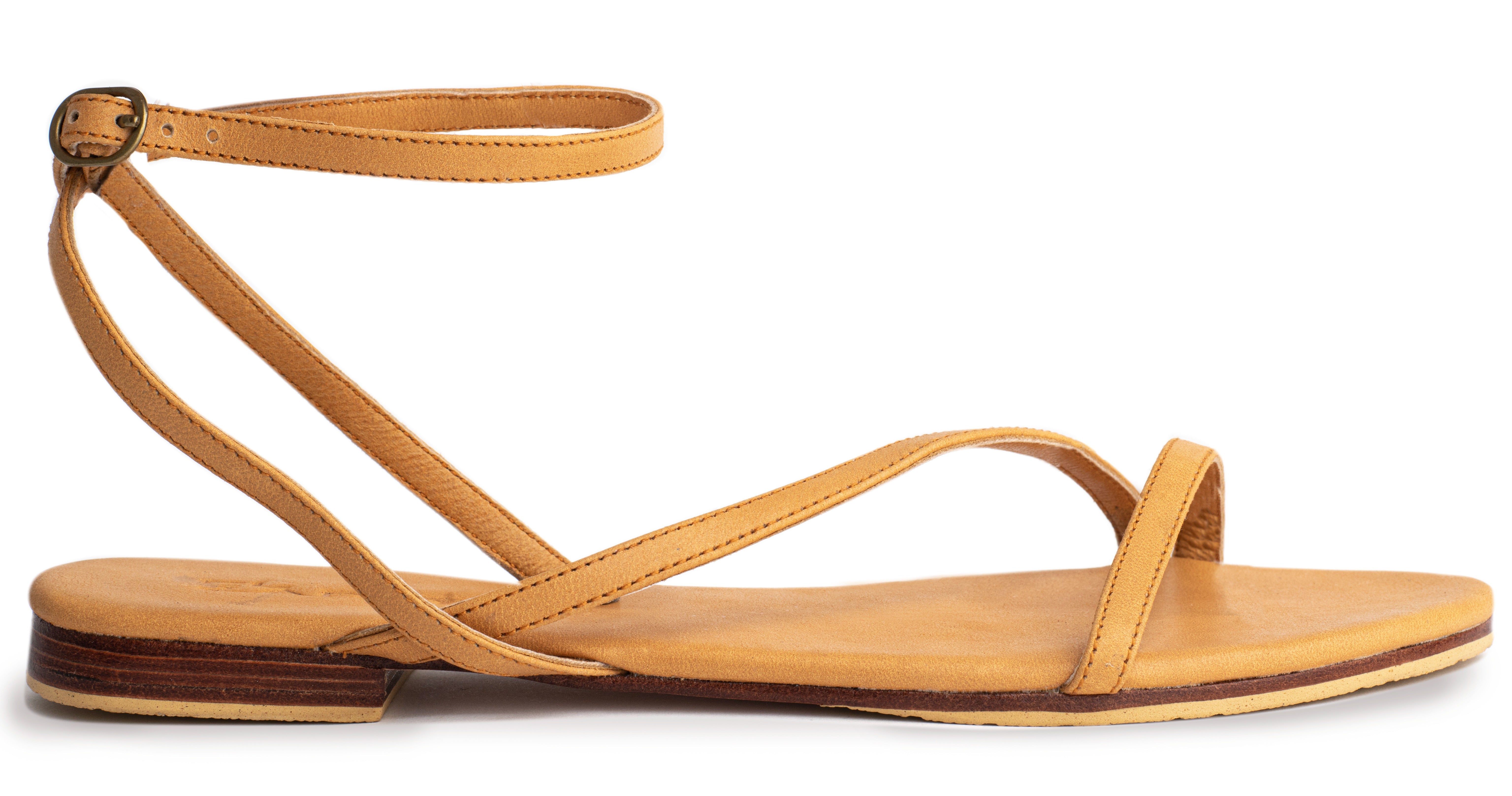 Tan strappy flat sales sandals