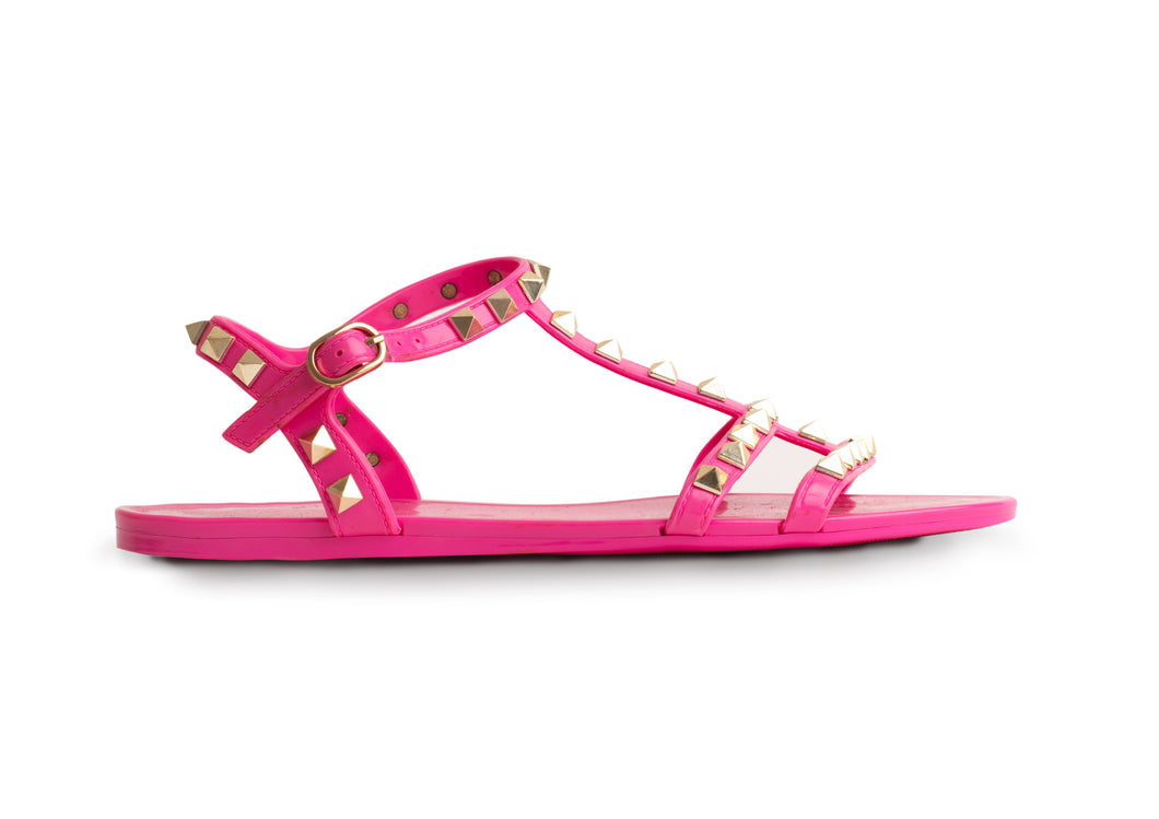 KELLY JELLY STUD SANDALS - PINK