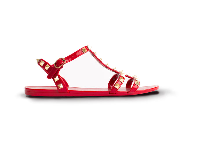 KELLY JELLY STUD SANDALS - RED