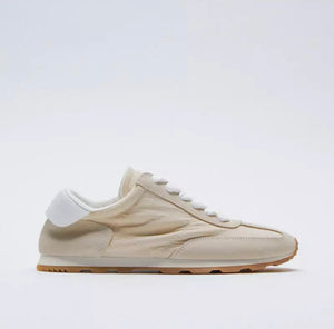 SUEDE + FABRIC SNEAKERS - NUDE