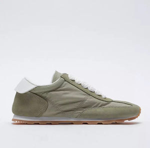 SUEDE + FABRIC SNEAKERS - KHAKI