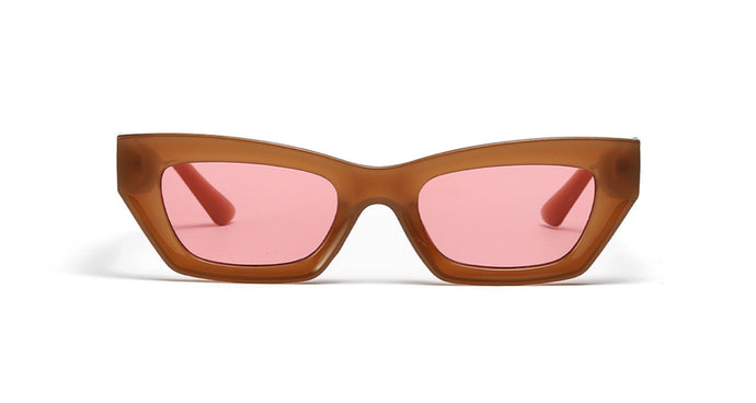 EMMA TAUPE SUNGLASSES WITH PINK LENSES